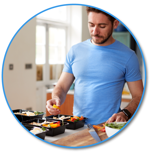 Man preparing healthy meals